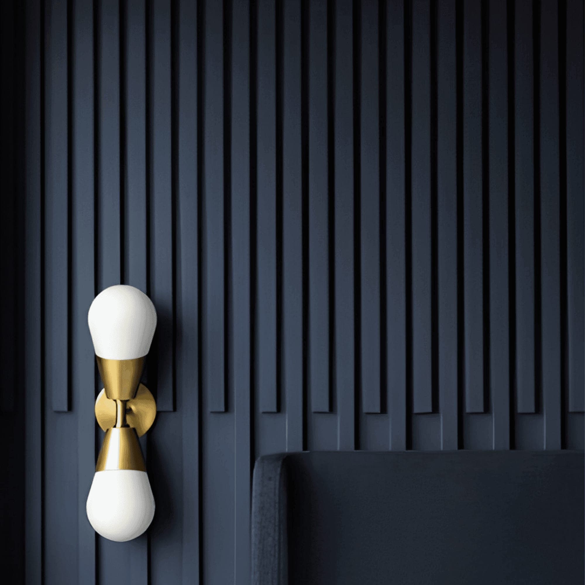 Fluted panel wall, navy finish