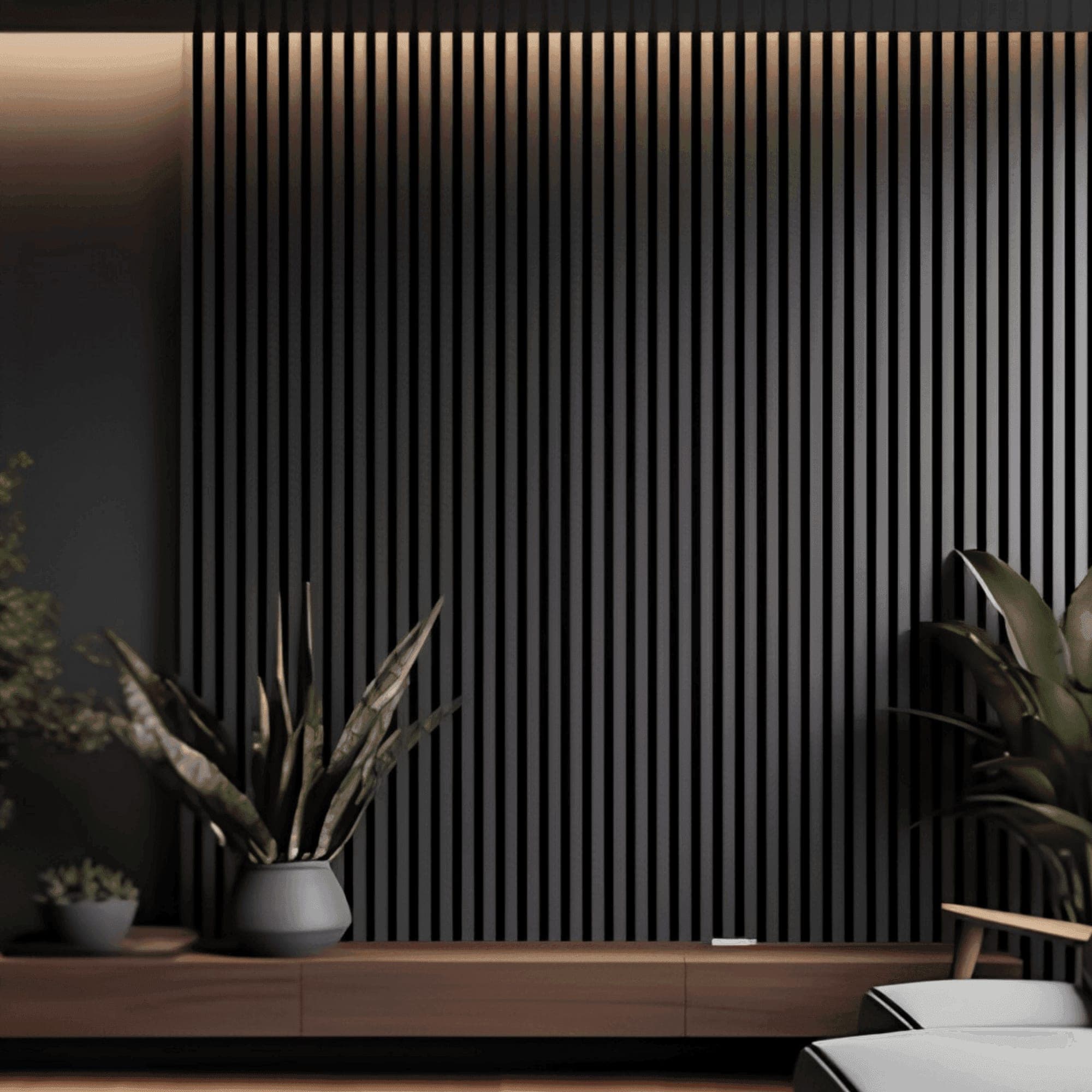 Panel wall with fluted pilaster surround
